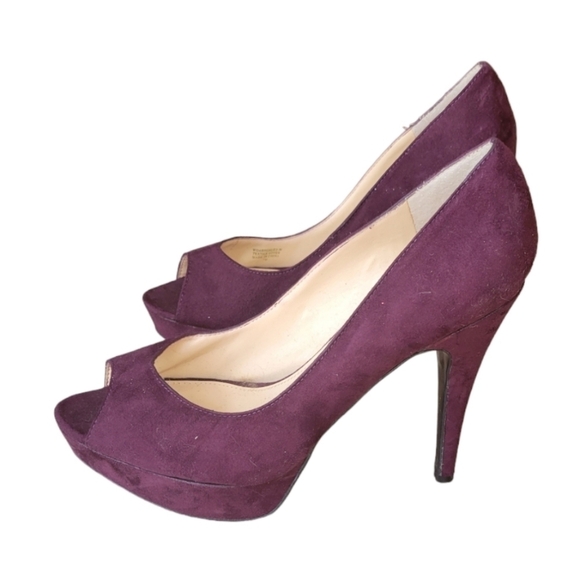 Guess Purple Suede Peep Toe Pumps Heels Size 7 - Picture 1 of 3